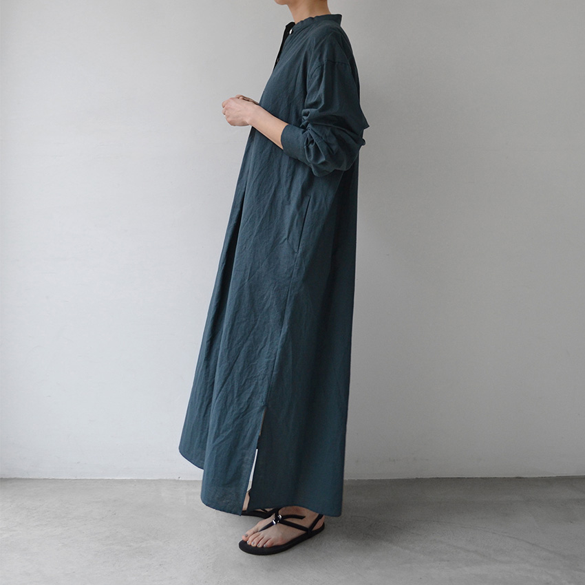WIRROW cotton linen stand collar shirts dress – 吉祥寺 Promenade ...