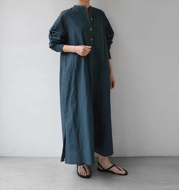 WIRROW cotton linen stand collar shirts dress – 吉祥寺 Promenade 
